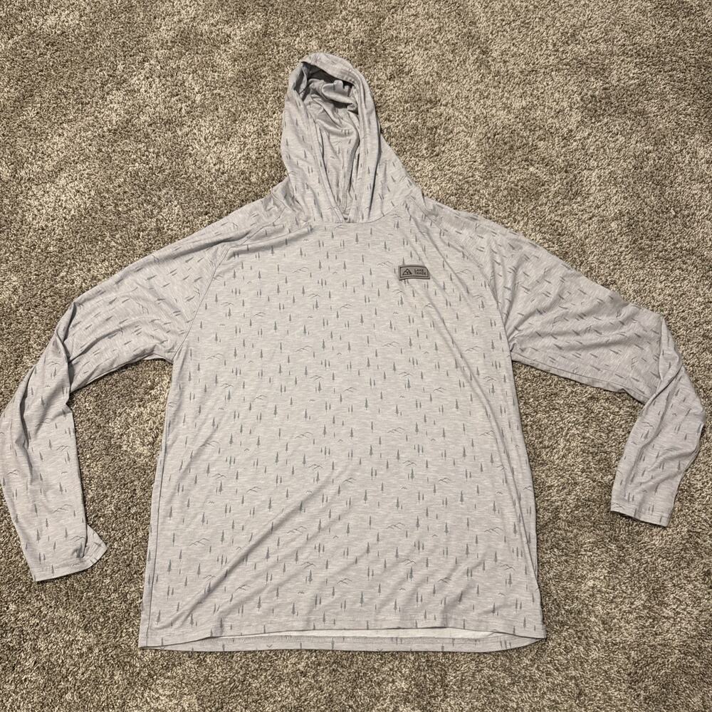 Jack + Sage Light Weight Hooded Pullover Heather Gray Mountain Lake Tahoe Sz L